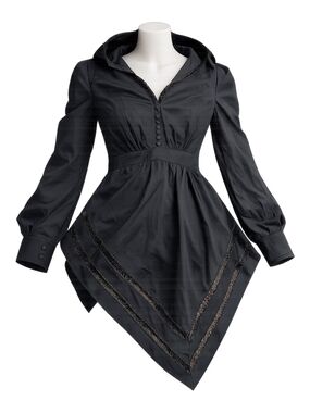 VENUS Black Asymmetrica Victorian Style Blouse